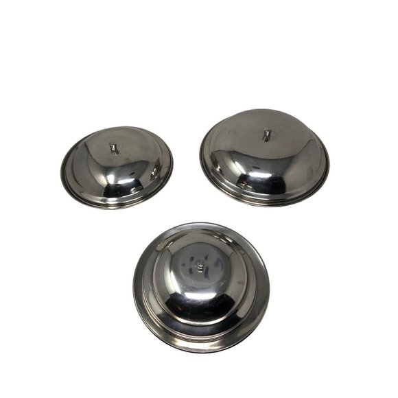 Lion Bentley Stainless Steel Flying Saucer Atomic Footed Serving Dishes Set of 3 - Picture 2 of 10